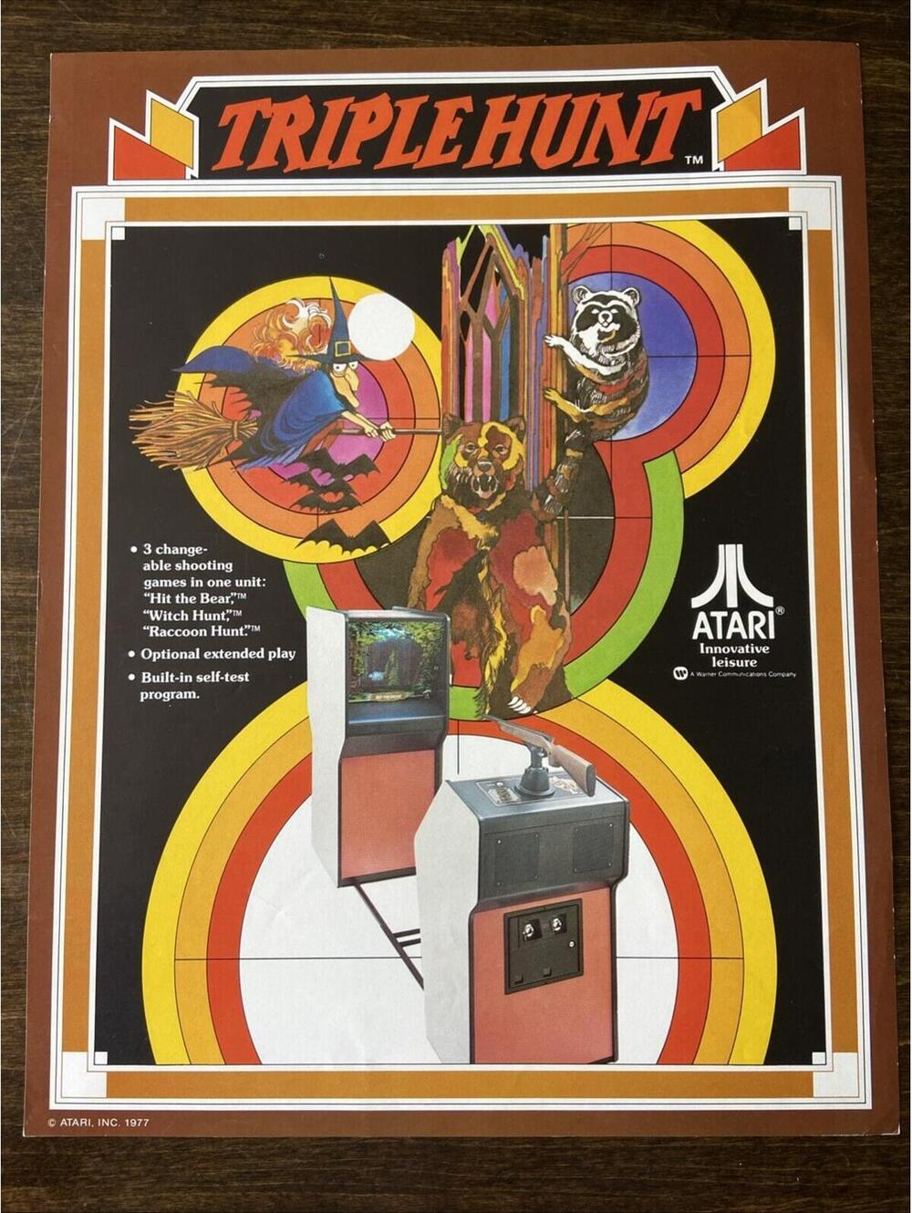 TRIPLE HUNT Atari Arcade FLYER Original 1977 Ad Promo Poster Not PCB Shooter
